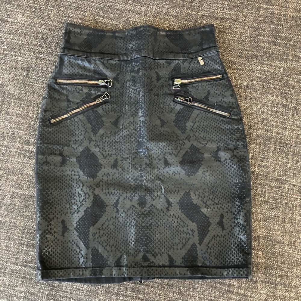 Pierre Balmain coated denim skirt